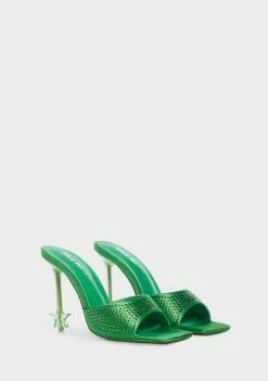 Public Desire Green Nelly Peep Toe Heels