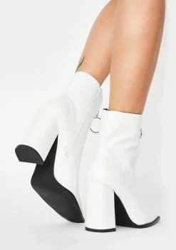 Public Desire White Croc Payback Ankle Boots
