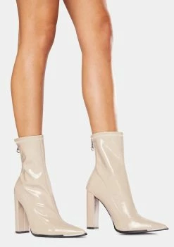 Public Desire Taupe Affection Patent Heels Boots & Booties