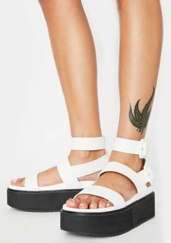 Public Desire White Croc Kodie Platform Sandals Platforms