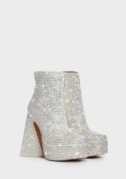 Public Desire Heeled Boots Silver Rumour Rhinestone Boots