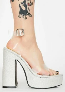 Public Desire Silver Kayla Platform Heels