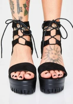 Public Desire Cruel Summer Lace-Up Platform Heels