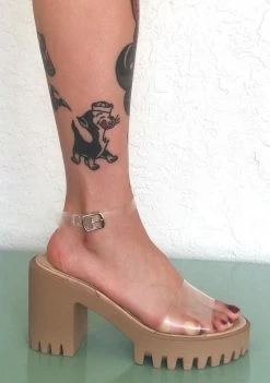 Public Desire Clear Nude Nixie Platform Heels Platforms