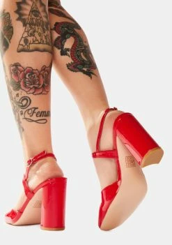 Public Desire Red Romy Closed Toe Heels
