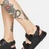 Public Desire Noir Carmen Quilted Flat Sandals