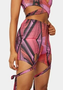 Public Desire Abstract Printed Cut Out Cycle Shorts