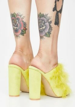 Public Desire Heels Plume Marabou Mules