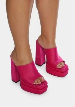 Public Desire Wide Fit Pink Sky High Platform Mules