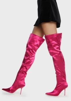 Public Desire Pink Tianna Over The Knee Stiletto Boots Thigh High Boots