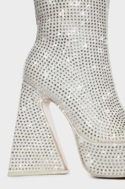 Public Desire Heeled Boots Silver Rumour Rhinestone Boots