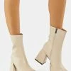 Public Desire Heeled Boots Ecru Clover Ankle Boots