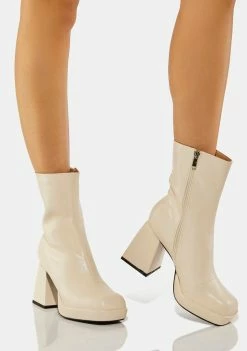 Public Desire Heeled Boots Ecru Clover Ankle Boots