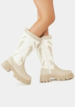 Public Desire Ankle Boots White Fly Away Cowboy Boots