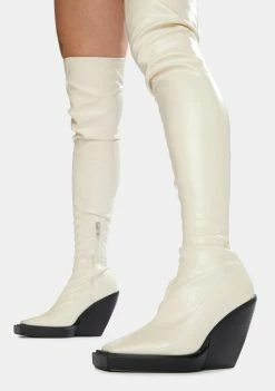 Public Desire Bone Nix Thigh High Platform Wedge Boots Boots & Booties