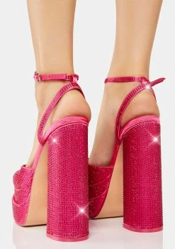 Public Desire Hot Pink Satin Moonchild Platform Heels