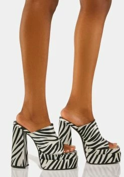 Public Desire Platforms Zebra Sky High Platform Mules
