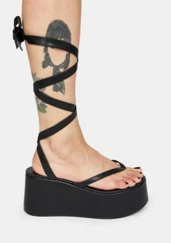 Public Desire Lady Lace Up Ribbon Platforms