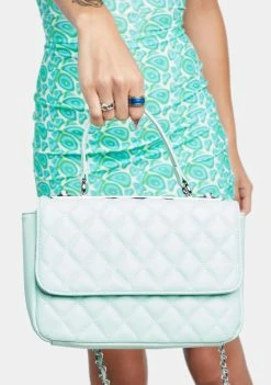 Public Desire Mint The Vienna Quilted Crossbody Shoulder Handbag Crossbody Bags