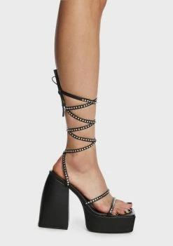 Public Desire Black Helena Diamante Platform Heels
