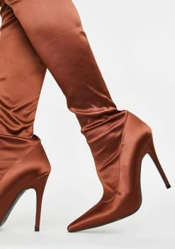 Public Desire Boots & Booties Liquid Satin Knee High Boots