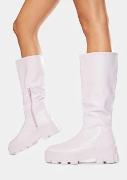 Public Desire Lilac Karma Chunky Sole Knee High Boots