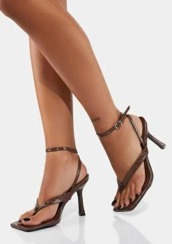 Public Desire Flamingo Croc Thong Strap Heels