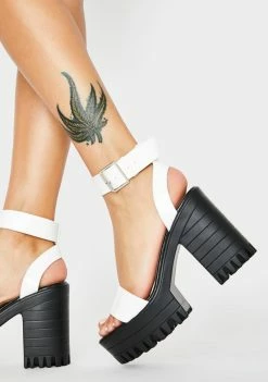 Public Desire White Avenue Platform Heels