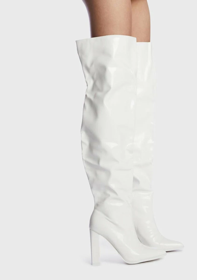 Deals 😍 Public Desire White Daphne Thigh High 🥾 Boots Heeled 🥾 Boots ✔️ 5 Public Desire White Daphne Thigh High Boots Heeled Boots