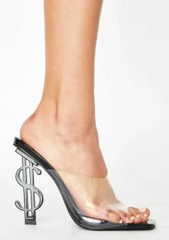 Public Desire Black Cash Mule Heels