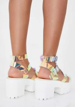 Public Desire Platforms Iridescent Teresa Chunky Platform Sandals
