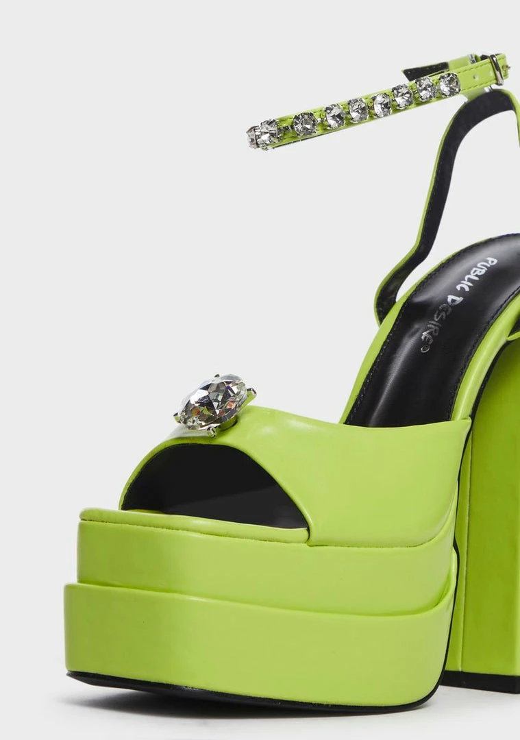 Wholesale 🔥 Public Desire Lime Frozen Platform 👠 Heels 👏 2 Public Desire Lime Frozen Platform Heels