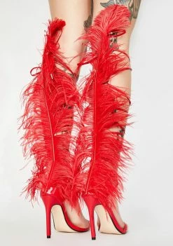 Public Desire Red Frolic Wrap Heels
