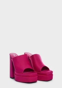 Public Desire Wide Fit Pink Sky High Platform Mules