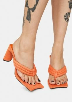 Public Desire Orange Resort Thong Heeled Mules