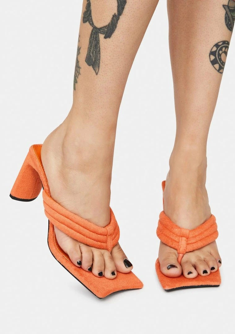 Brand new 😀 Public Desire Orange Resort Thong Heeled Mules 😍 1 Public Desire Orange Resort Thong Heeled Mules