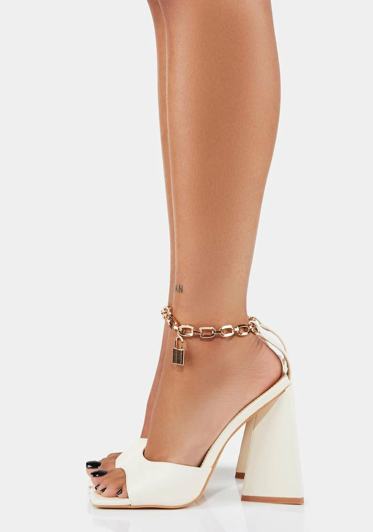 Promo ❤️ Public Desire Maisie Lock Chain Block 👠 Heels 🌟 2 Public Desire Maisie Lock Chain Block Heels