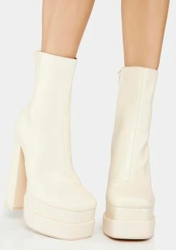 Public Desire Ecru Supine Platform Ankle Boots