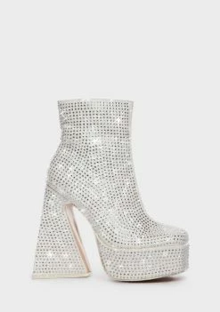 Public Desire Heeled Boots Silver Rumour Rhinestone Boots