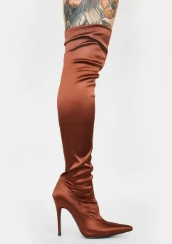 Public Desire Boots & Booties Liquid Satin Knee High Boots