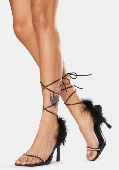 Public Desire Fifi Feather Wrap Square Toe Stiletto Heels