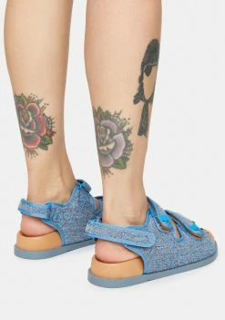 Public Desire Aqua Carmen Denim Flat Sandals