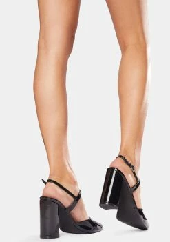 Public Desire Black Patent Romy Strappy Kitten Heels