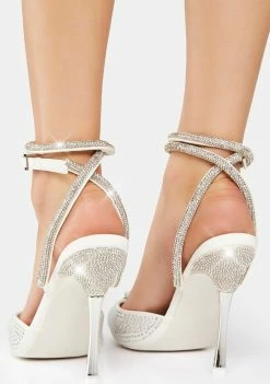 Public Desire Clear Heels Glisten Diamante Wrap Around Heels