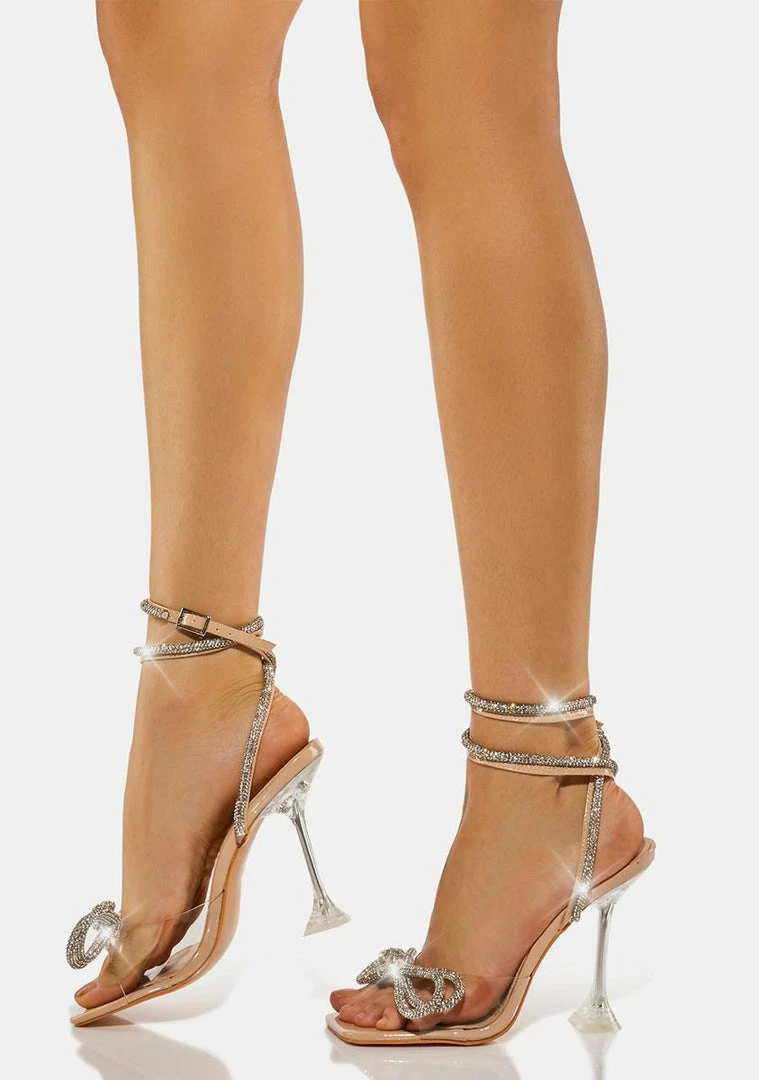 Cheap ⌛ Public Desire Nude Glimmer Wrap Around Diamante Bow 👠 Heels 😍 2 Public Desire Nude Glimmer Wrap Around Diamante Bow Heels