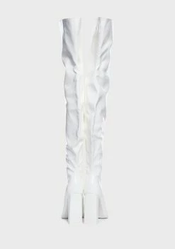 Deals 😍 Public Desire White Daphne Thigh High 🥾 Boots Heeled 🥾 Boots ✔️ 8 Public Desire White Daphne Thigh High Boots Heeled Boots