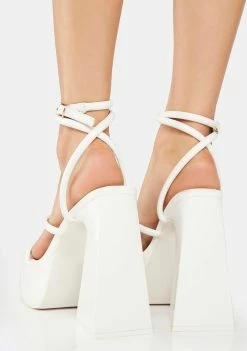 Public Desire White Pierce Block Heels