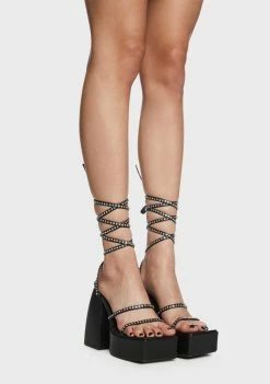 Public Desire Black Helena Diamante Platform Heels