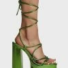 Public Desire Green Glow Girl Block Heels