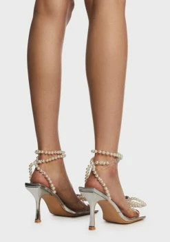 Coupon 🥰 Public Desire Silver Hope Bow Strappy 👠 Heels ✨ 7 Public Desire Silver Hope Bow Strappy Heels